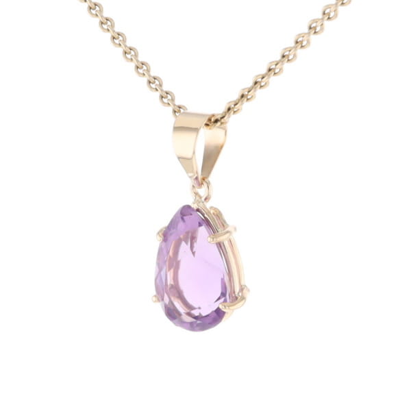 Pear Solitaire Amethyst Pendant