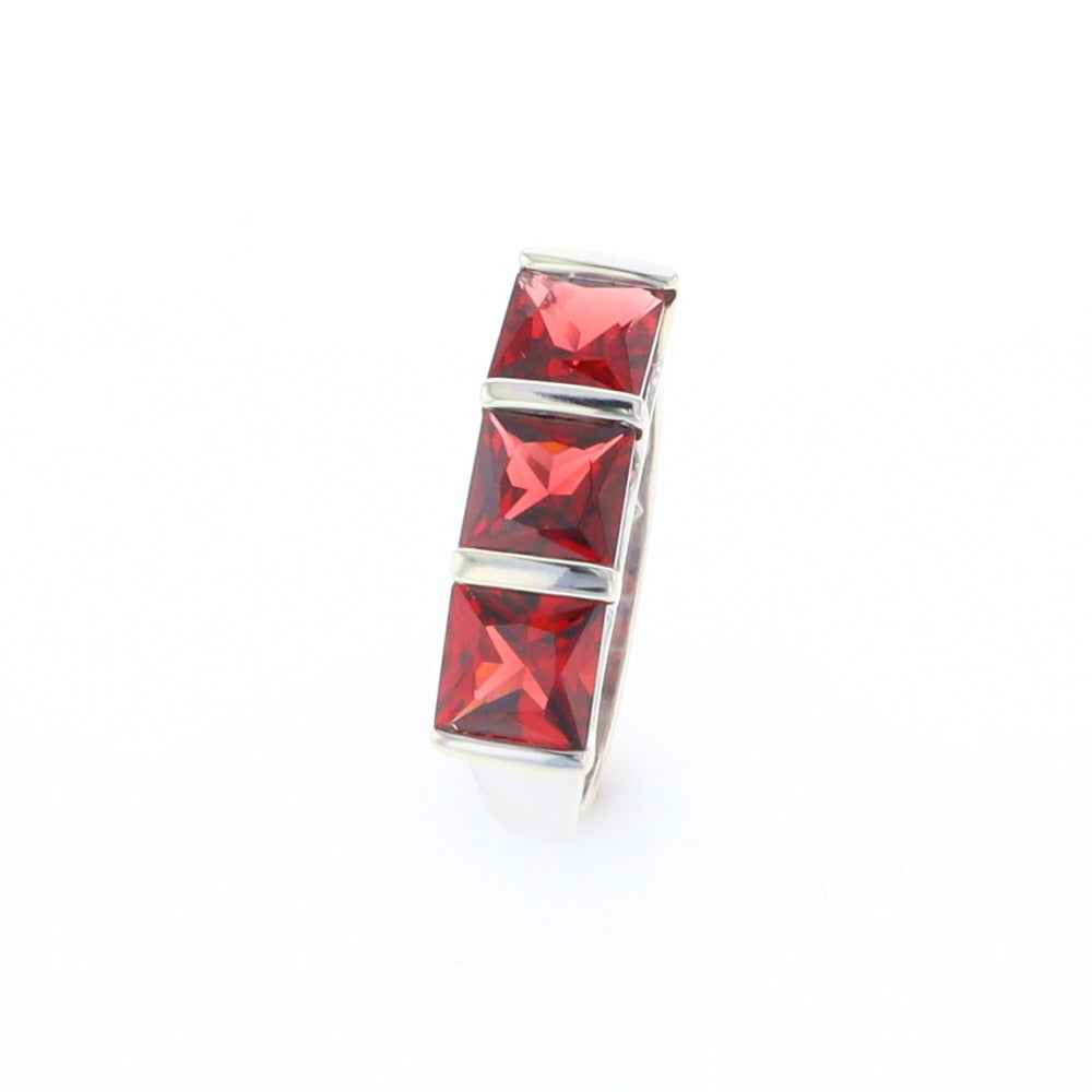 Three Square Garnet Ring