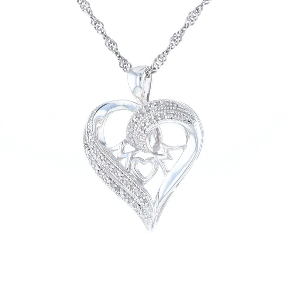 "MOM" Diamond Heart Pendant