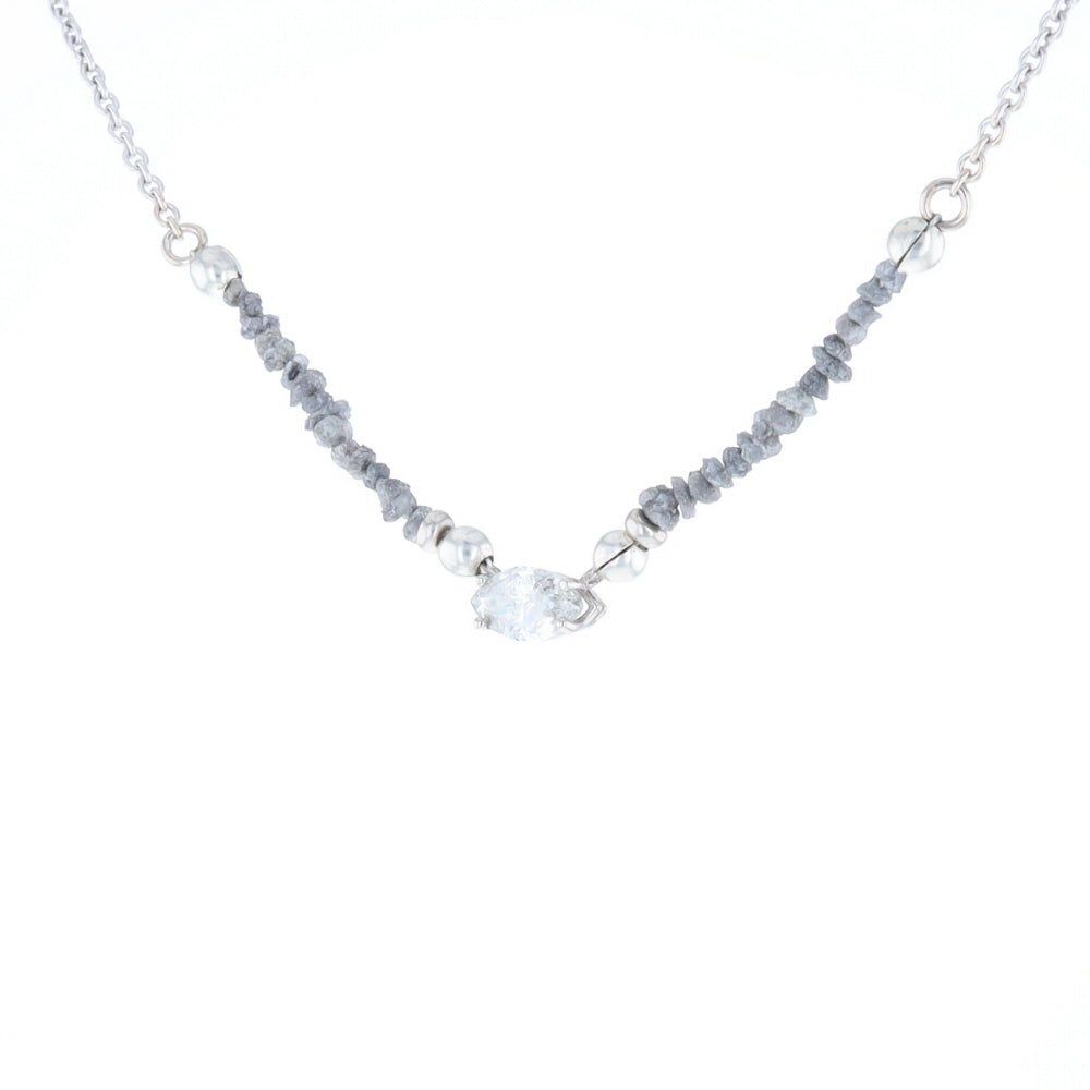 Marquise Diamond Necklace with Rough Diamond Beads