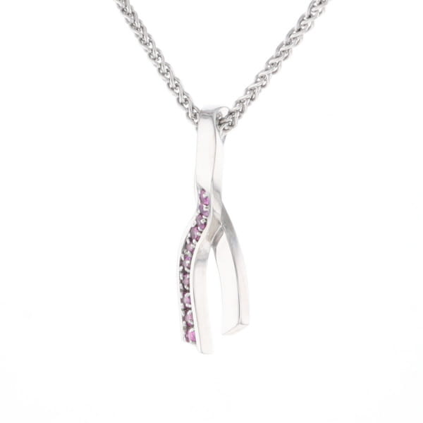 Pink Sapphire Breast Cancer Ribbon Pendant