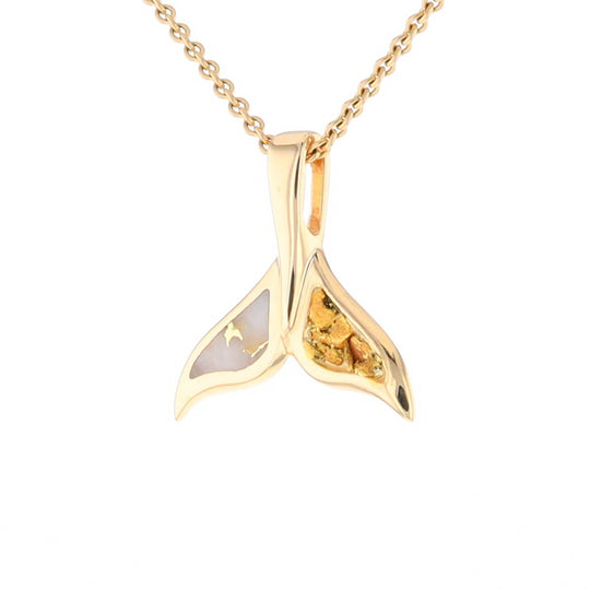 Whale Tail Necklaces Natural Gold Quartz and Nuggets Inlaid Pendant