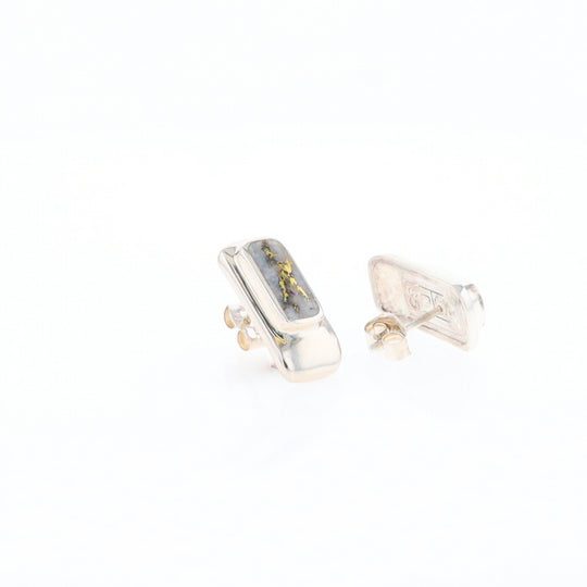 Gold Quartz Inlaid Rectangle Stud Earrings - G3