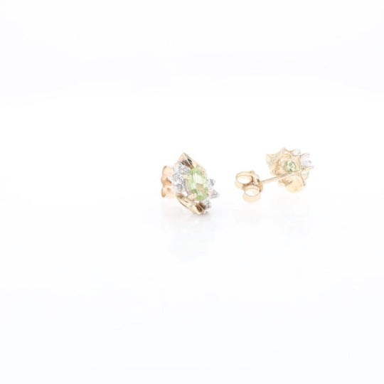 Bypass Peridot and Diamond Stud Earrings