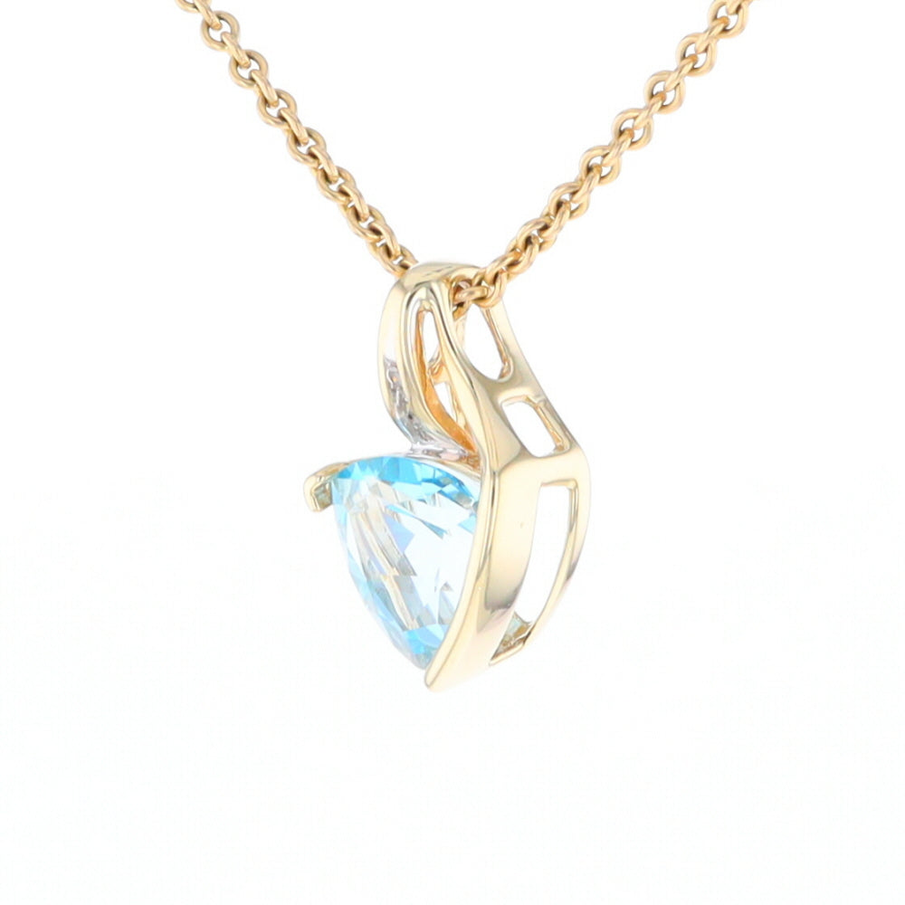 Trillion Blue Topaz Diamond Pendant