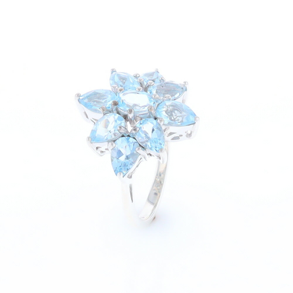 Blue Topaz Flower Ring