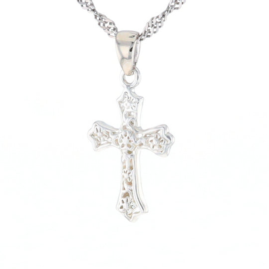 Sterling Silver Flower Cross Pendant