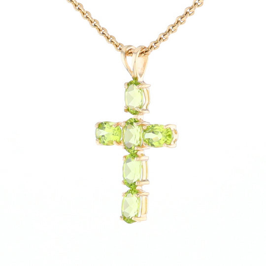 Oval Peridot Cross Pendant