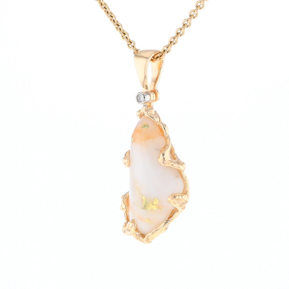 Gold Quartz Freeform Pendant