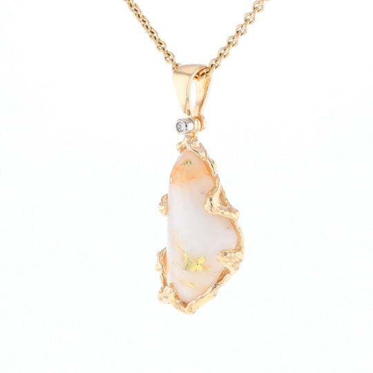 Gold Quartz Freeform Pendant