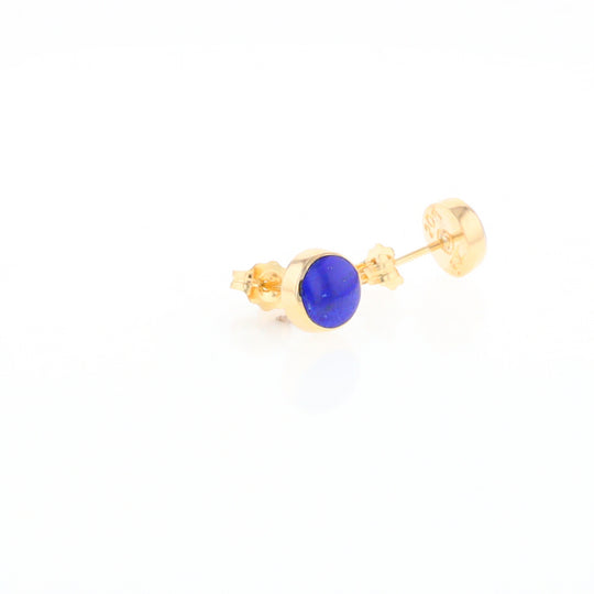 Lapis 6mm Round Inlaid Earrings