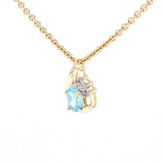 Pear Blue Topaz Diamond Pendant