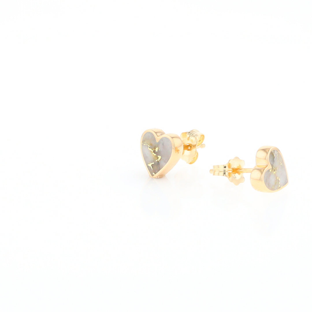 Gold Quartz Heart Stud Earrings - G2