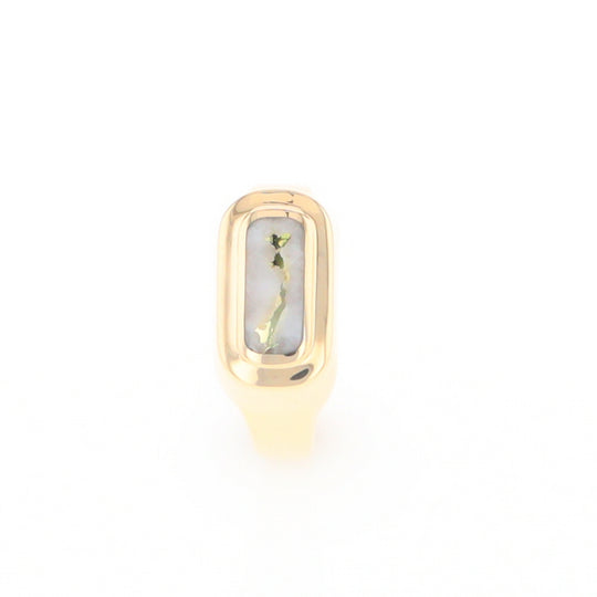 Gold Quartz Ring Oval Inlaid Design - G2