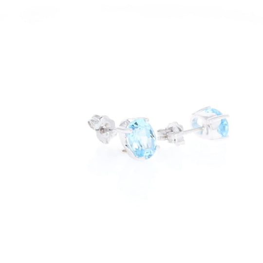 Oval Blue Topaz Stud Earrings