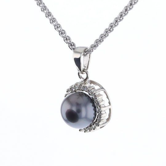 Gray Pearl Halo Pendant