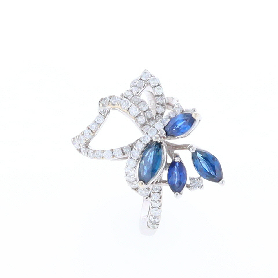 Sapphire and Diamond Butterfly Ring