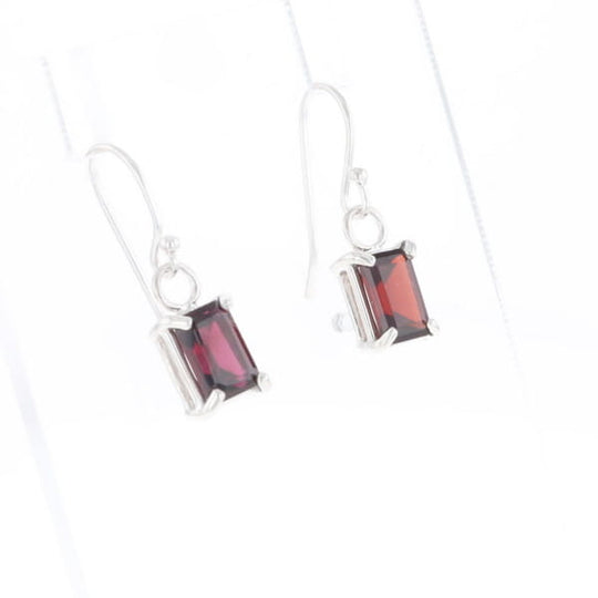 Emerald Cut Garnet Earrings