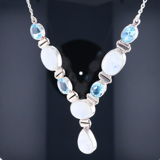 Moonstone & Blue Topaz Necklace