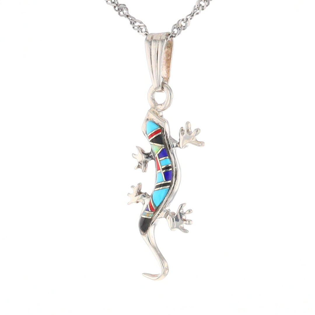 Multi-Stone Inlaid Lizard