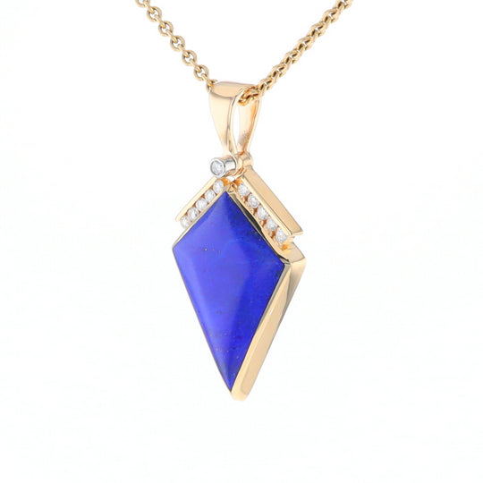 Lapis Kit Shaped Inlaid Pendant with 0.19ctw Diamonds