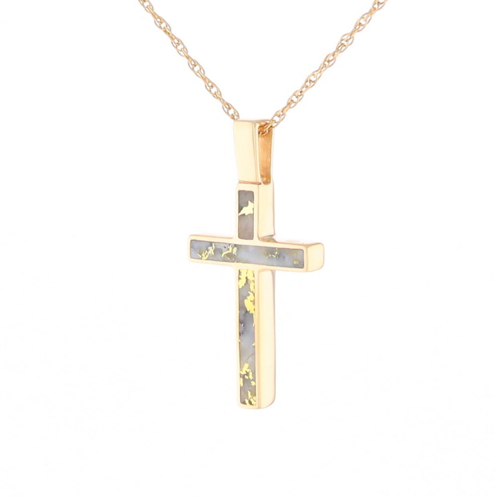 Three Section Gold Quartz Cross - G2