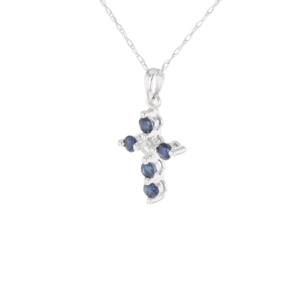 Small Blue Sapphire Cross Pendant