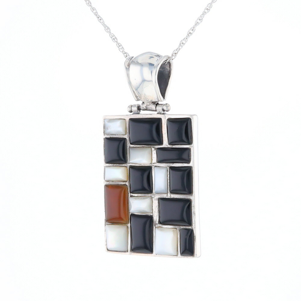 Onyx & Mother of Pearl Checkered Pendant