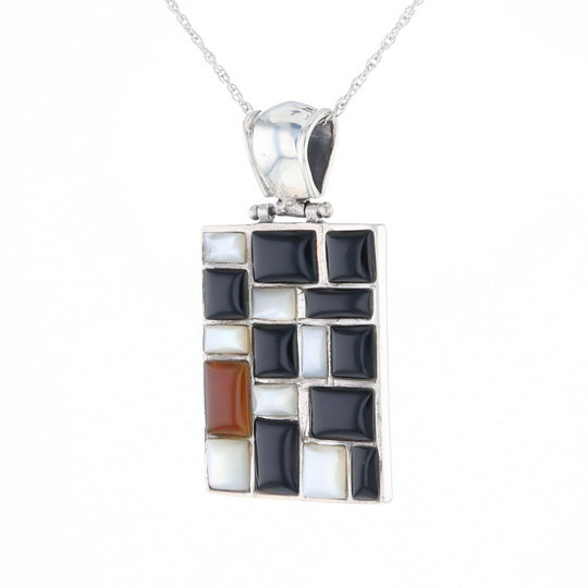 Onyx & Mother of Pearl Checkered Pendant