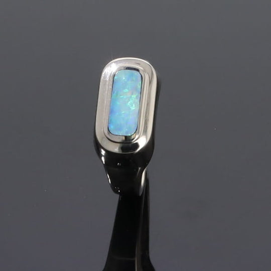 Opal Rings Rectangle Inlaid Design Lady's Ring