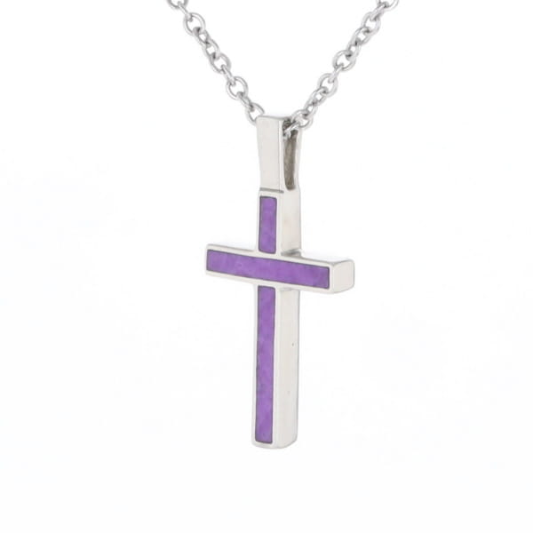 Sugilite 3 Section Inlaid Cross Pendant