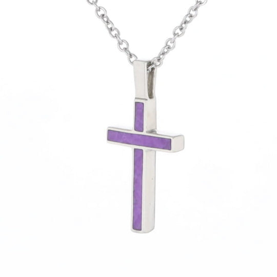Sugilite 3 Section Inlaid Cross Pendant