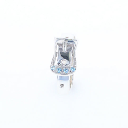 Silver Blue Topaz Belt Ring