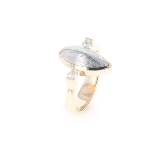 Meteorite Pear Shape Inlay Ring