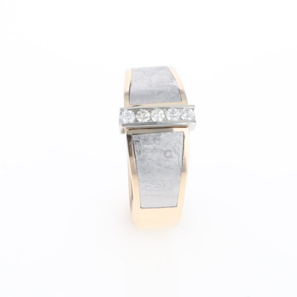 Meteorite Ring Double Sided Inlaid with .19ctw Round Diamonds