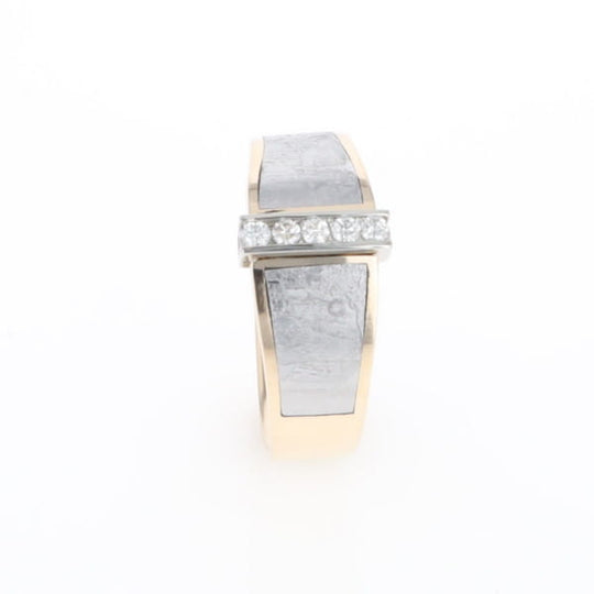 Meteorite Ring Double Sided Inlaid with .19ctw Round Diamonds