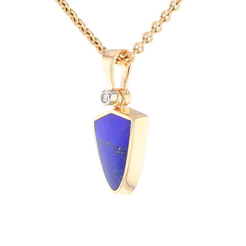 Lapis Shield Shaped Inlaid Pendant