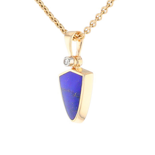 Lapis Shield Shaped Inlaid Pendant