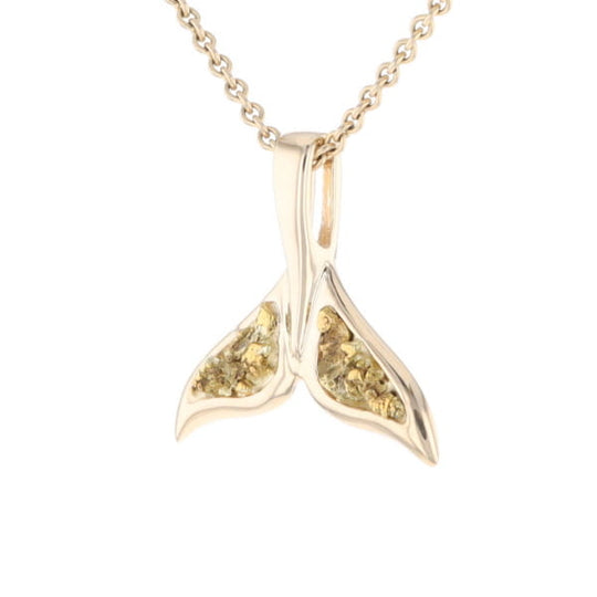Whale Tail Natural Nuggets Double Inlaid Sea Life Pendant
