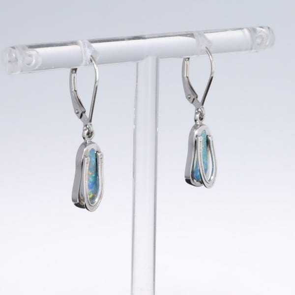 Opal Earrings Sandal Inlaid Design Lever Backs