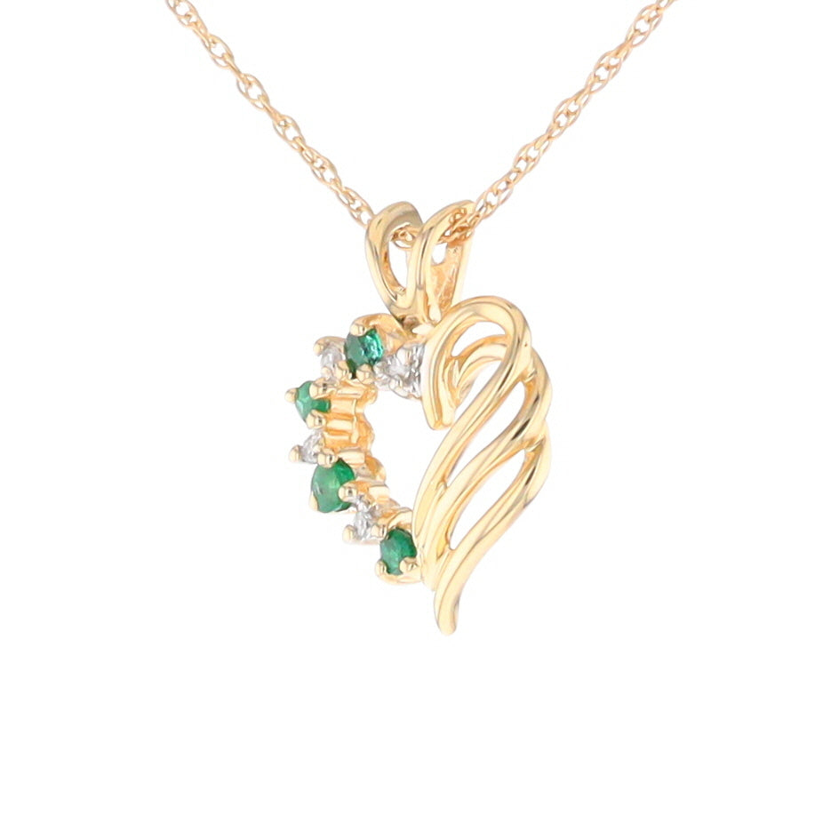 Open Heart Emerald and Diamond Pendant