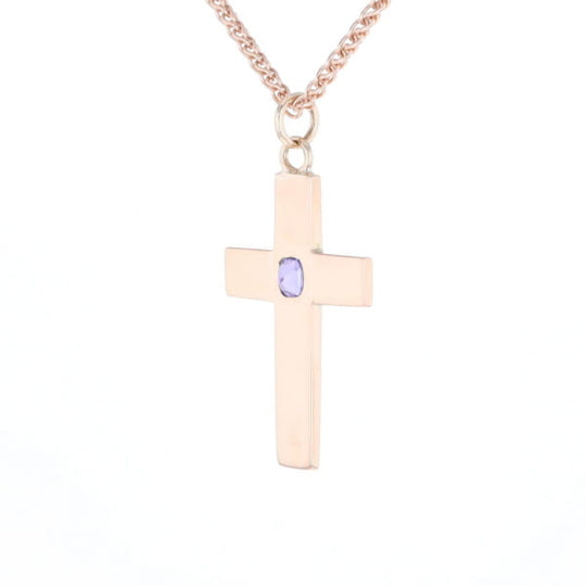Cross Pendant with Purple Sapphire
