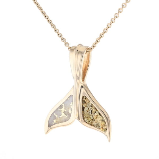 Whale Tail Necklaces Natural Gold Quartz and Nuggets Inlaid Pendant