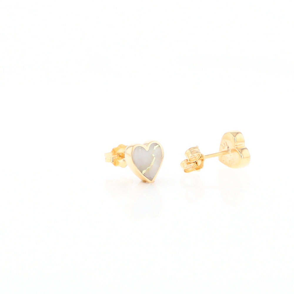 Gold Quartz Heart Stud Earrings - G2