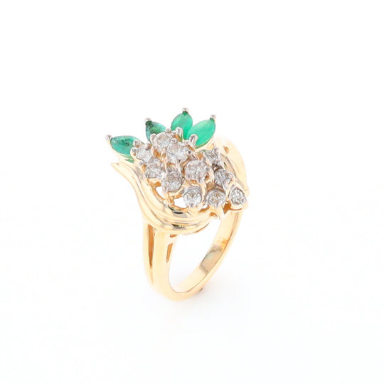 Emerald and Diamond Cluster Ring