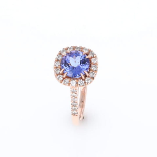 Rose Gold Tanzanite Halo Ring