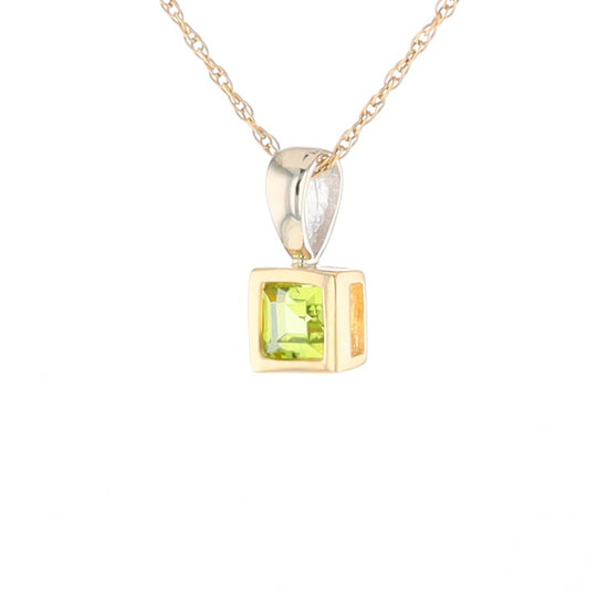 Two-Tone Bezel Peridot Pendant