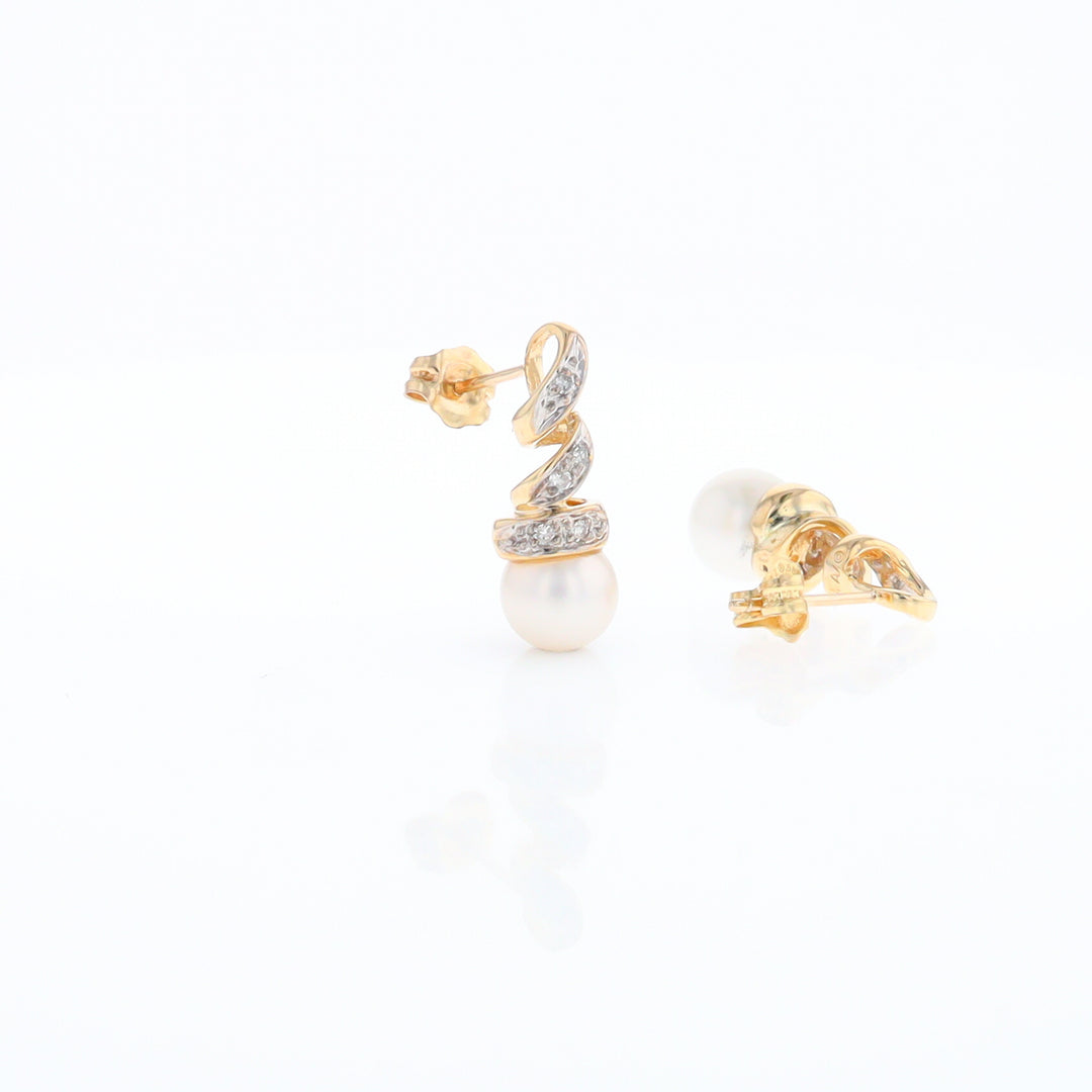 Pearl Spiral Stud Earrings