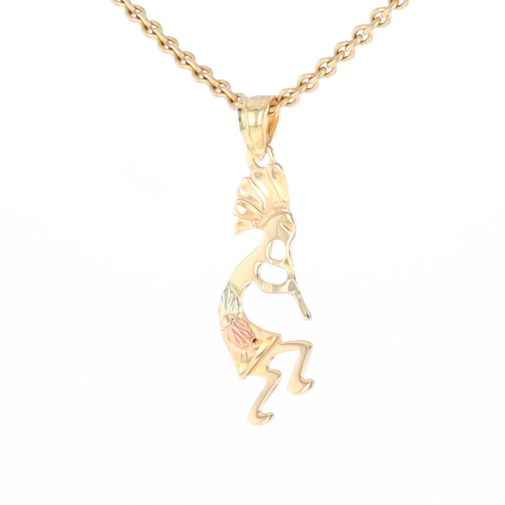 Black Hills Gold Yellow & Rose Gold Kokopelli Pendant