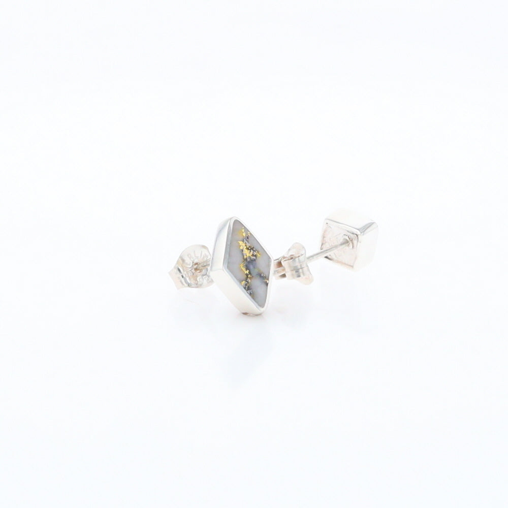 Sterling Silver Gold Quartz Inlaid Diamond Stud Earrings - G3